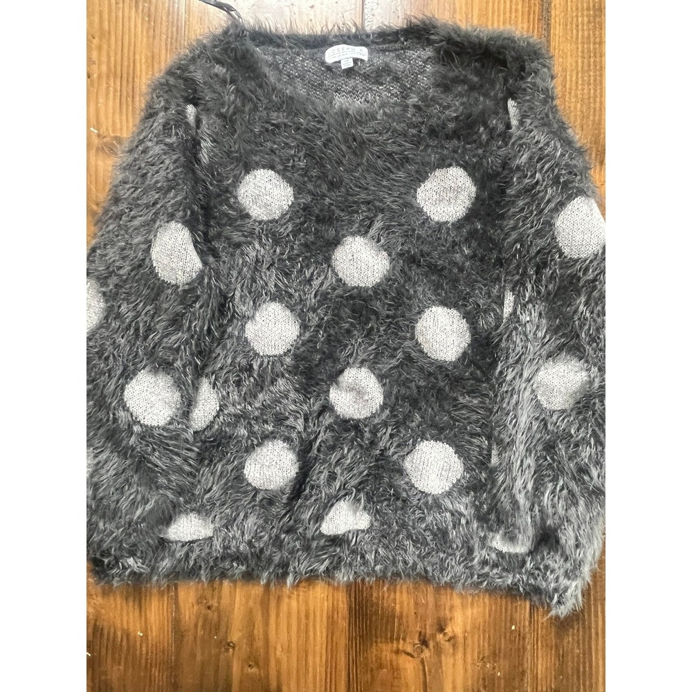 Joseph A Womens XXL Gray Polka Dot Fuzzy Eyelash Knit Short Sleeve Sweater
